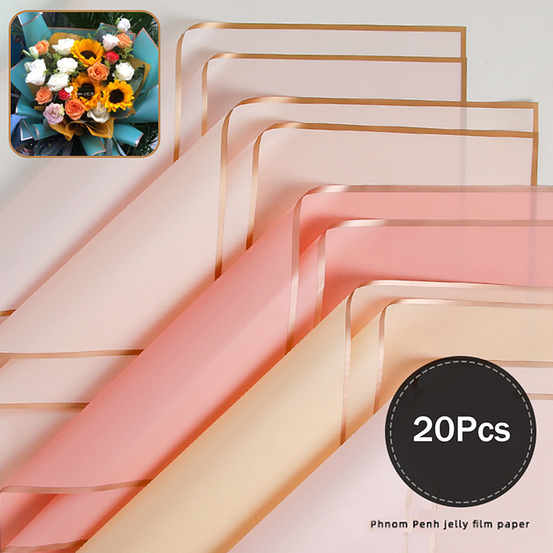 Art Craft Items - 20er-Pack Blumenverpackungspapier mit Goldrand – wasserfeste