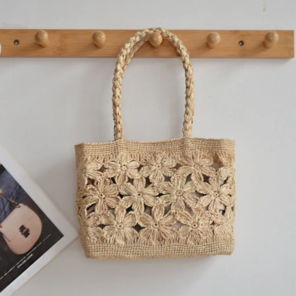 Art Craft Items - Bohemian Blume Stroh Tasche Tote Hohl