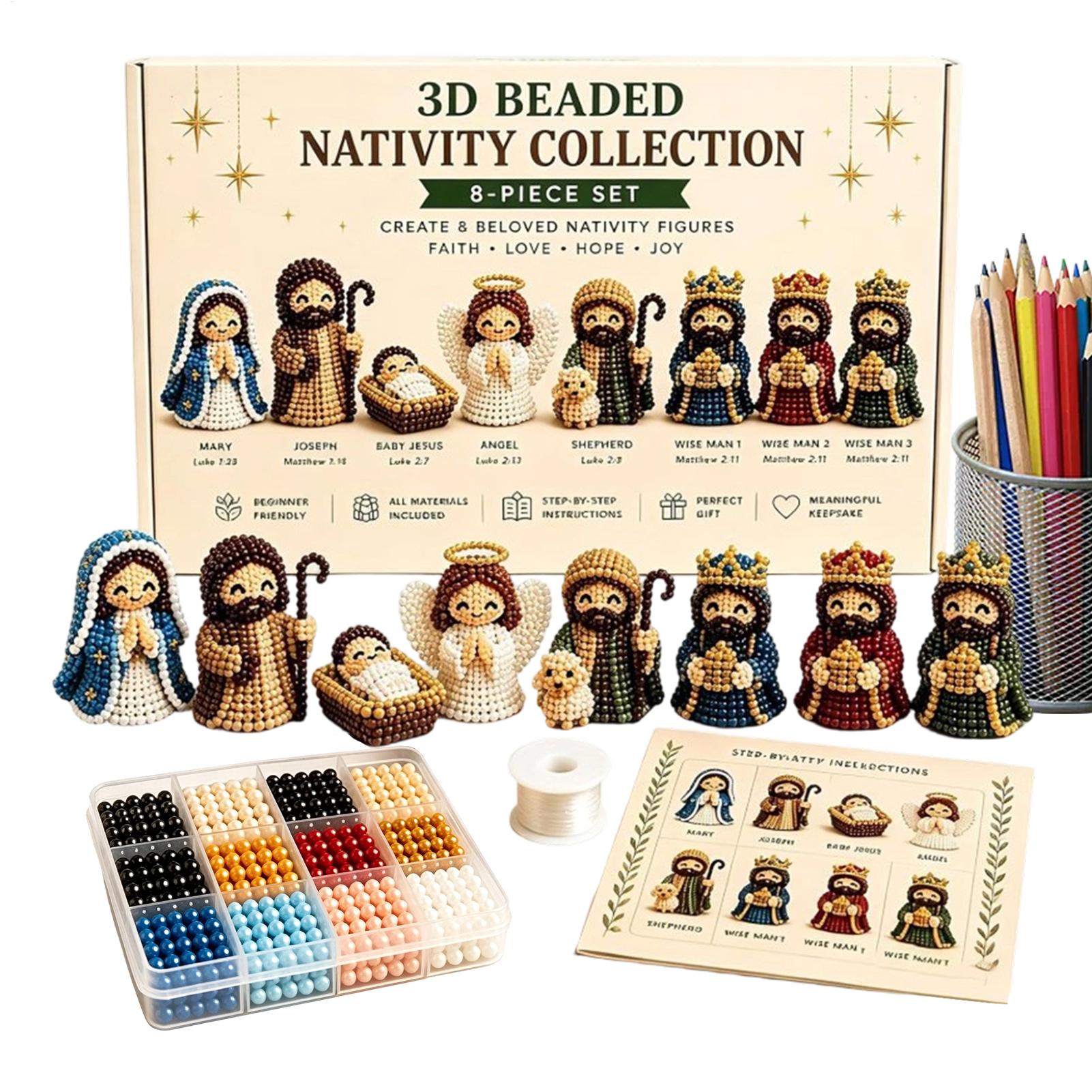 Art Craft Holiday - Krippenfiguren-Perlenkunst-Set 3D Weihnachtsfiguren Perlen-Bastelset Deko für