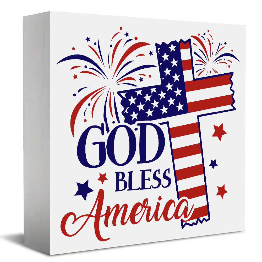 Art And Craft Independence Day - Hölzernes Tischschild „One Independence Day God