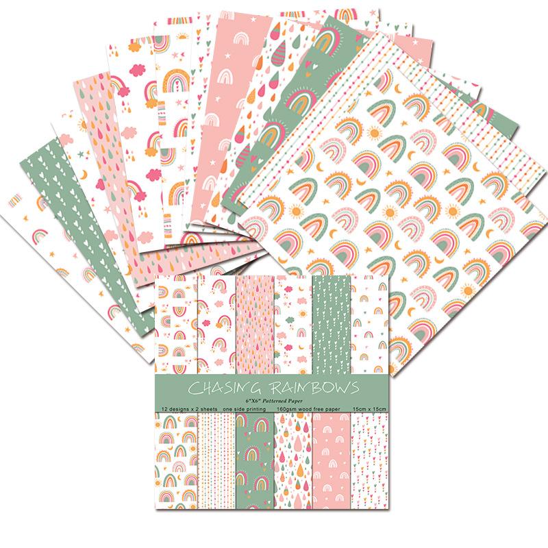 Art Craft Rainbow - 24 Blatt/Set Regenbogen-Bastelpapier-Pads Stanzformen Kunst-Hintergrundpapier Origami