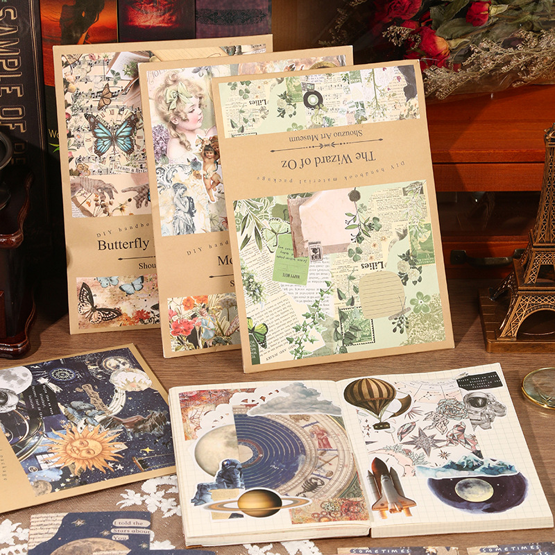 Art Craft Gallery - 100 Blatt Vintage-Kunstpapier-Set, Retro-Galerie-Bastelpapier für DIY-Scrapbooking,