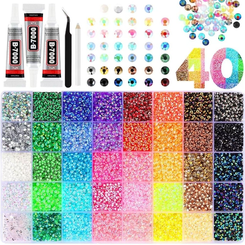 Art Craft Items - Heißes Mehrfarbiges Harz-Strass-Set: DIY-Dekoration, Diamantkunst, Flatback-Edelsteine,