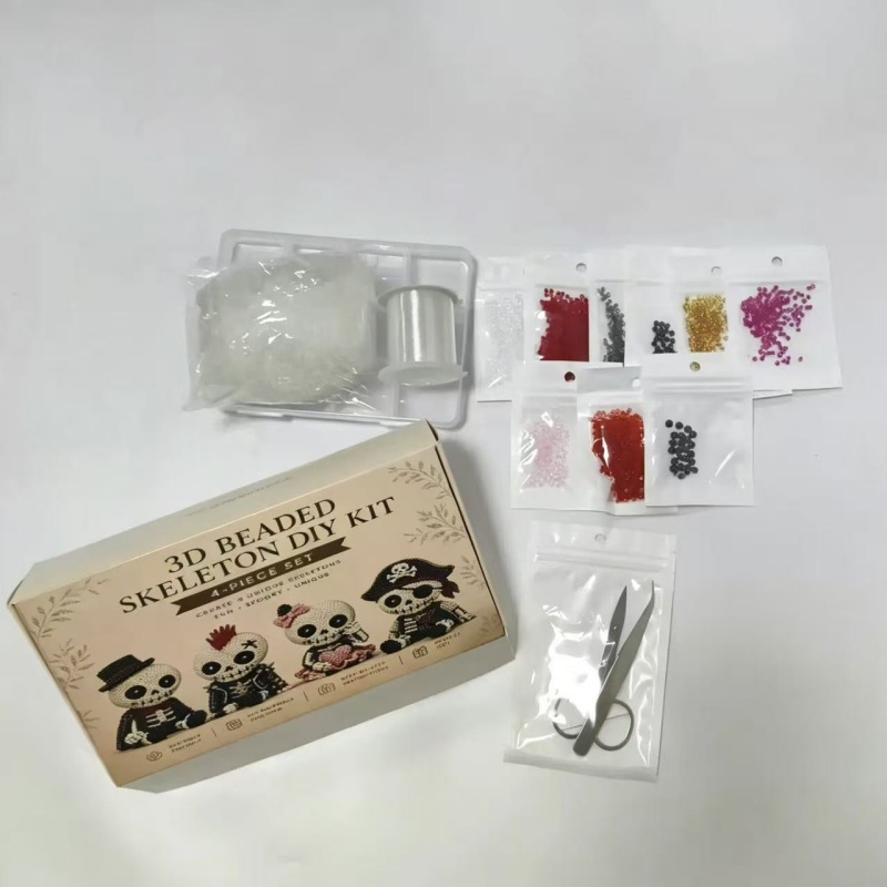Art Craft Holiday - Kreatives 3D-Perlen-Schädel-Bastelset, spezielles Kunstset mit Anleitungen,